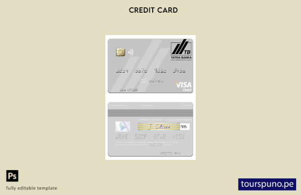 lista para imprimir plantilla de tarjeta de débito visa Eslovaquia Tatra Banka